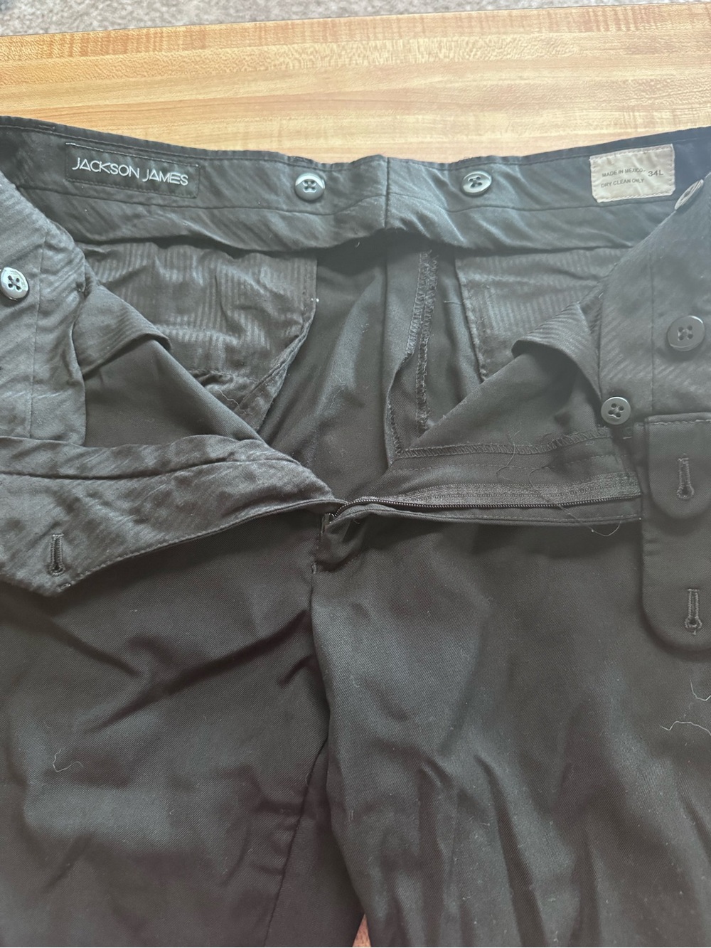 JACKSON JAMES Black Herringbone Dress Pants